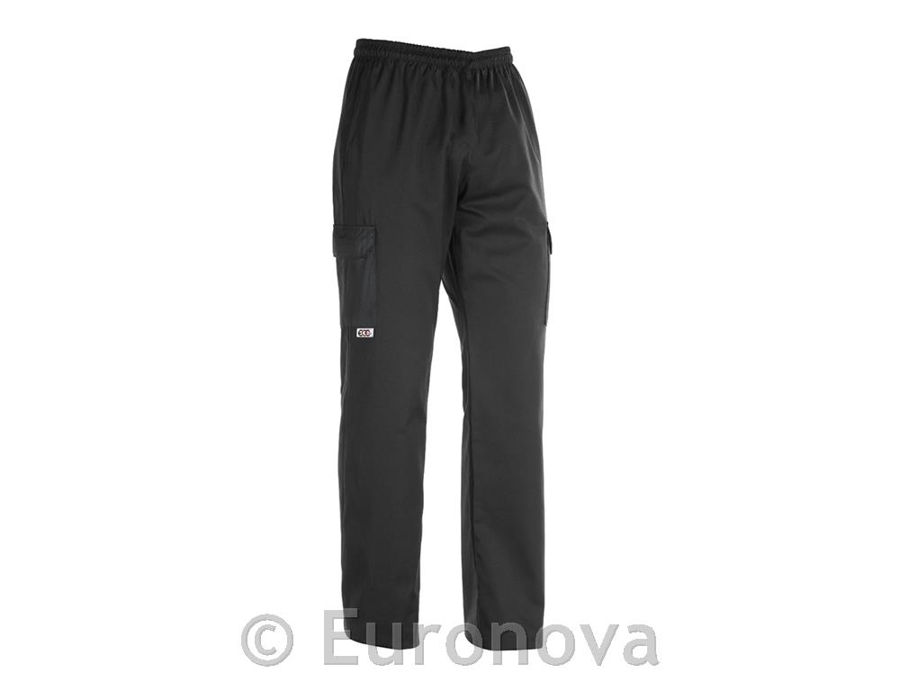 Kuharske hlače / Coulisse leg pocket / črne / XXL