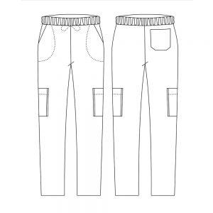 Kuharske hlače / Coulisse leg pocket / črne / XXXL